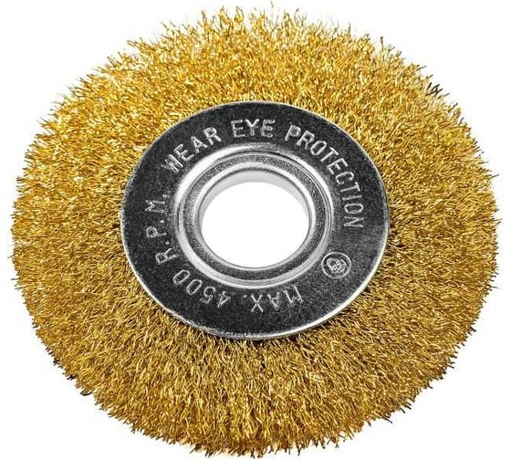 Изображение товара Кордщетка дисковая P.I.T. 100x0.3мм, латунированная витая проволока, отверстие 22,2 мм APLS12-U100