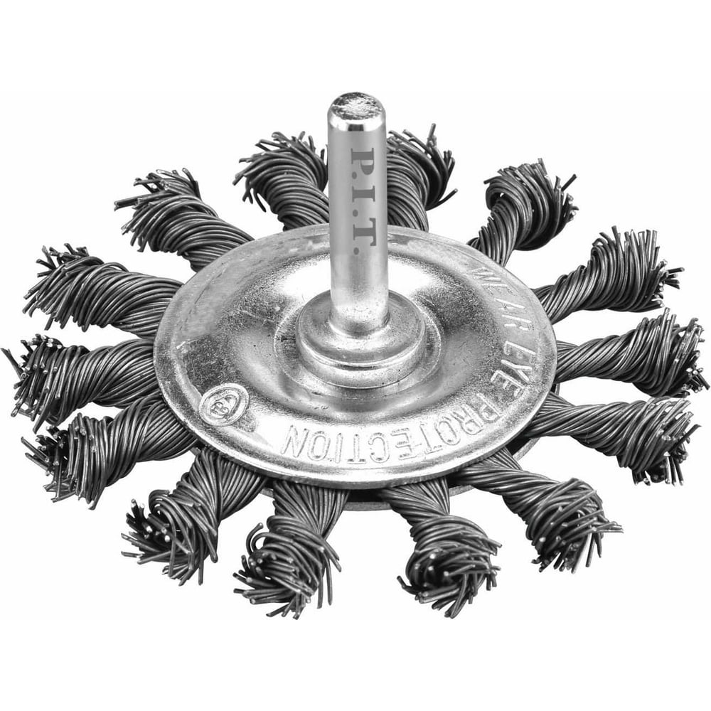 Изображение товара Кордщетка дисковая P.I.T. 100x0,5мм, стальная крученая проволока, хвостовик 6 мм APLS10-G100