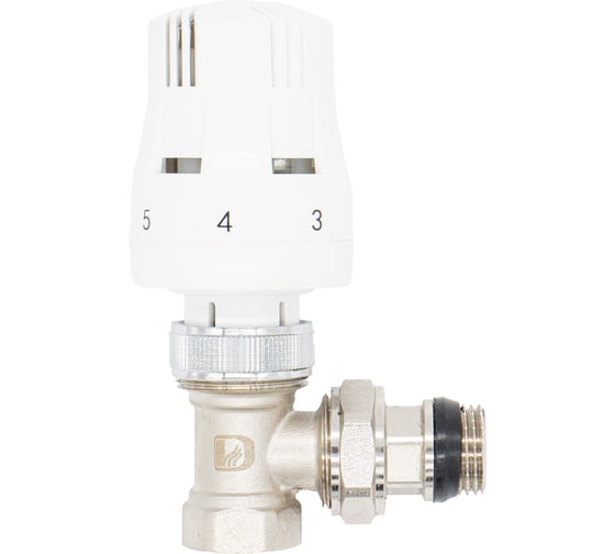 Изображение товара Клапан радиаторный термостатический угловой с уплотнительным кольцом с термоголовкой Damento Clima 1/2" В-Н 023009