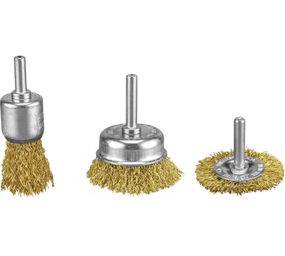Изображение товара Набор кордщеток P.I.T. 3шт, латунированная витая проволока, хвостовик 6 мм APLS10-0003