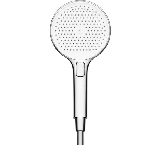 Изображение товара Душевая лейка Sancos Nok round, кнопочное управление, диаметр 130 мм, 3 режима, цвет хром/белый, арт. SC6001CH-W