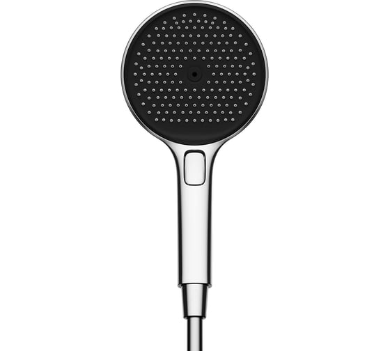 Изображение товара Душевая лейка Sancos Nok round, кнопочное управление, диаметр 130 мм, 3 режима, цвет хром/черный матовый, арт SC6001CH-B