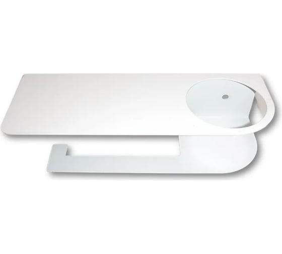 Изображение товара Держатель для туалетной бумаги с полкой и отверстием под освежитель воздуха НАЛОГИН белый, крепеж в комплекте ДТ-01