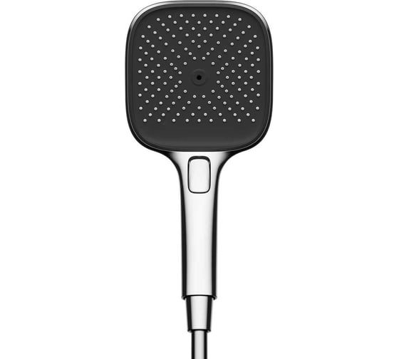 Изображение товара Душевая лейка Sancos Nok square, кнопочное управление, 125x125 мм, 3 режима, цвет хром/черный матовый, арт. SC6002CH-B