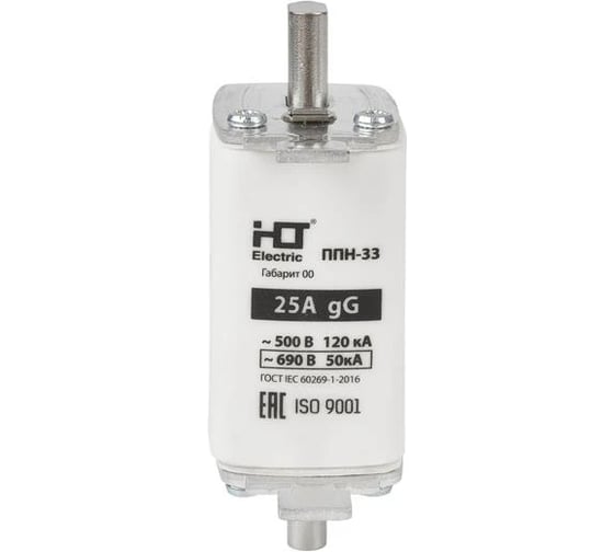 Изображение товара Плавкая вставка предохранителя HLT ППН-33, габарит 00, 160/25А, 3 штуки в упаковке 091-01-022