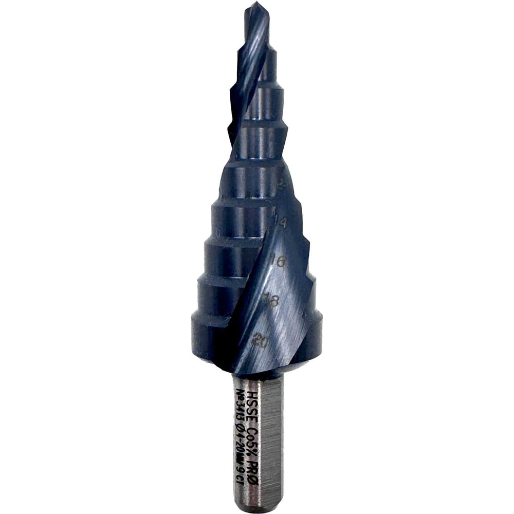 Изображение товара Сверло ступенчатое Профоснастка 3413 M35 TiALN 4-20 мм, 9 ст, хвостовик 8 мм