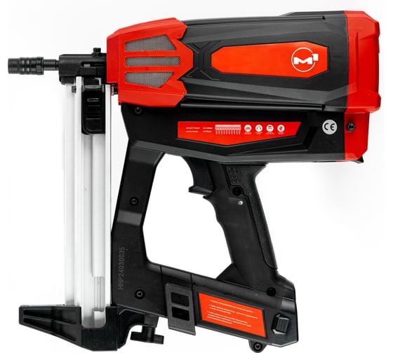 Изображение товара Газовый монтажный пистолет по бетону M1 5 сменных насадок,обойма на 30 гвоздей, 10000654