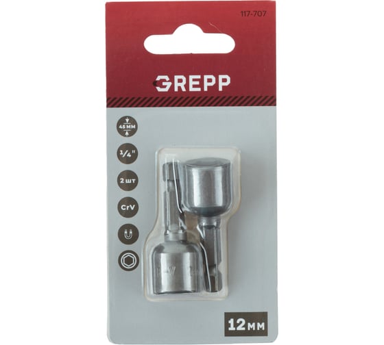 Изображение товара Набор бит с торцевой головкой GREPP 12 ммх45 мм (2шт) 117-707