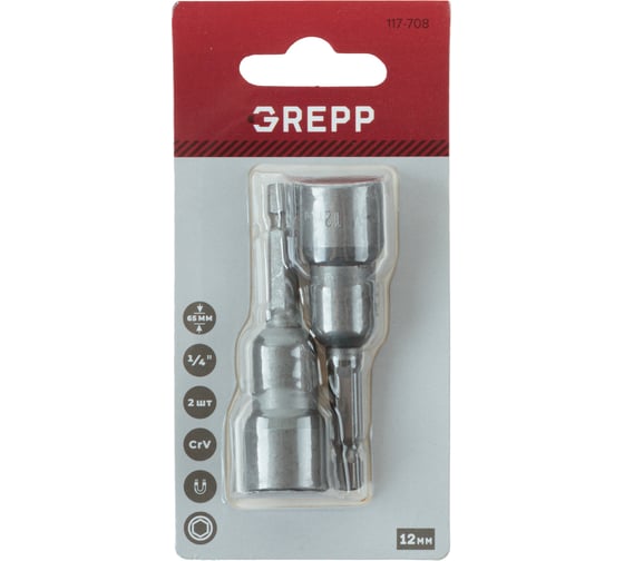 Изображение товара Набор бит с торцевой головкой GREPP 12 ммх65 мм (2шт) 117-708