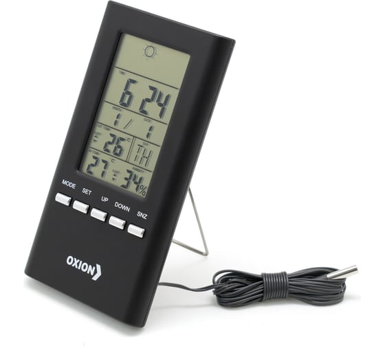 Изображение товара Комнатная/уличная метеостанция с проводным датчиком OXION черная, арт. OTM3331