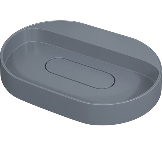 Изображение товара Раковина для ванной накладная кварцевая uperwood Tanos Quartz_55 см, овальная, с декоративной накладкой, без отверстия для смесителя, бетон RTanosQuartz55B