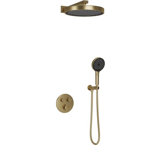 Изображение товара Душевой комплект Sancos Space встраиваемый c термостатическим смесителем, цвет брашированное золото арт. SC3006BG