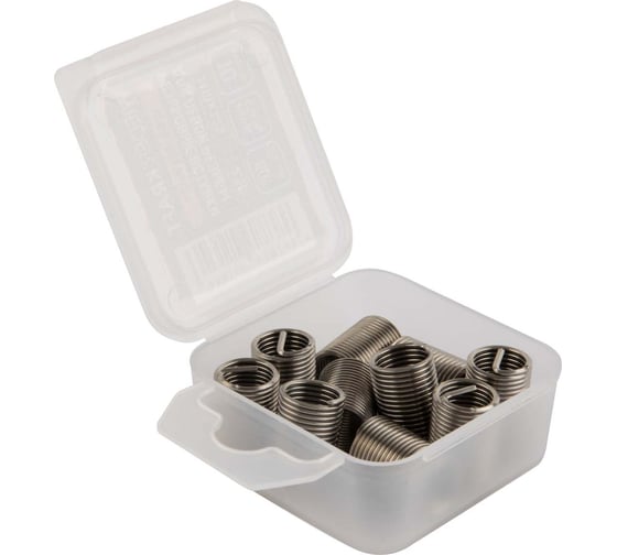 Изображение товара Набор вставок резьбовых WIEDERKRAFT для левой резьбы M10x1.25, 2,5d, 10 предметов WDK-INL10122