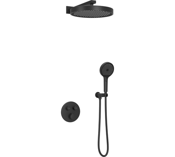 Изображение товара Душевой комплект Sancos Space встраиваемый c термостатическим смесителем, цвет черный матовый , арт. SC3006MB