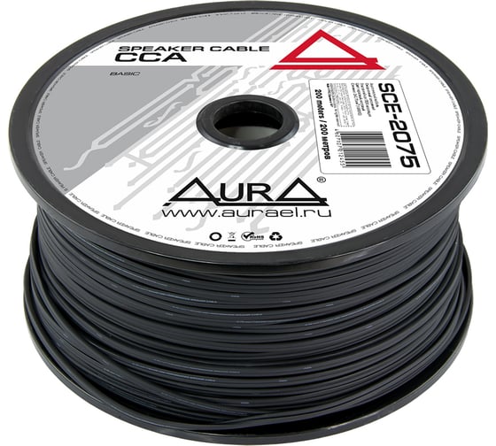 Изображение товара Кабель акустический AURA  чёрный, 0.75мм2, 200м/катушка SCE-2075MKII
