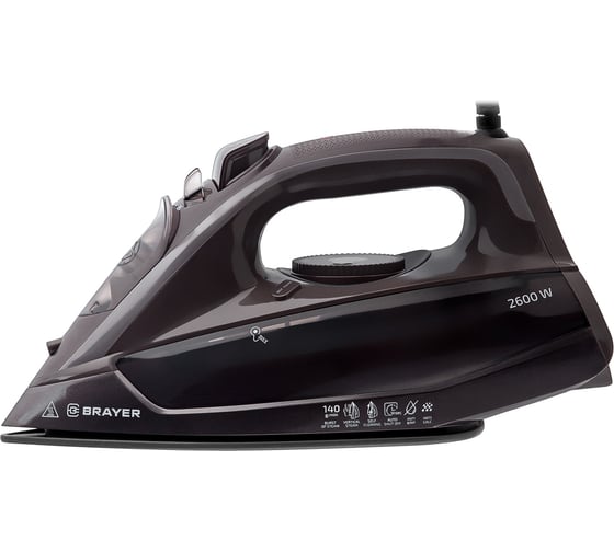 Изображение товара Паровой утюг BRAYER 4020BR 2600 Вт, керамическое покрытие, пар 140 г/мин, автоотключение, 380 мл, вертикальное отпаривание BR4020