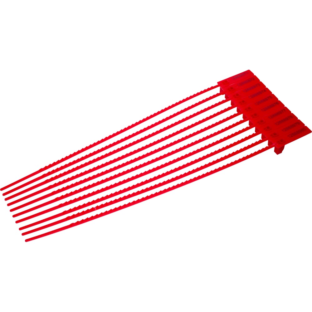 Изображение товара Пластиковая номерная пломба красная 3 4 мм 210 мм 10 шт