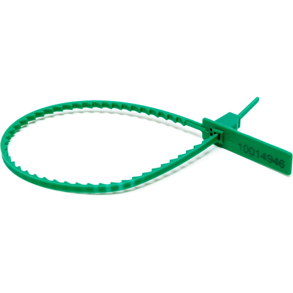 Изображение товара Пластиковая номерная пломба ООО Пломба.Ру 10 шт. зеленый диаметр 3,4 мм длина 210 мм