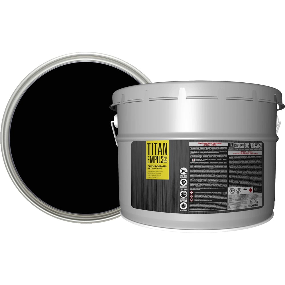 Изображение товара Грунт-эмаль по ржавчине Empils Titan Ореол черный RAL 9005 8.5 л