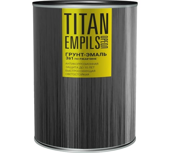 Изображение товара Грунт-эмаль по ржавчине Empils Titan Ореол ОРЕОЛ TITAN чёрный RAL 9005 0.75 л 0.75 кг 87289