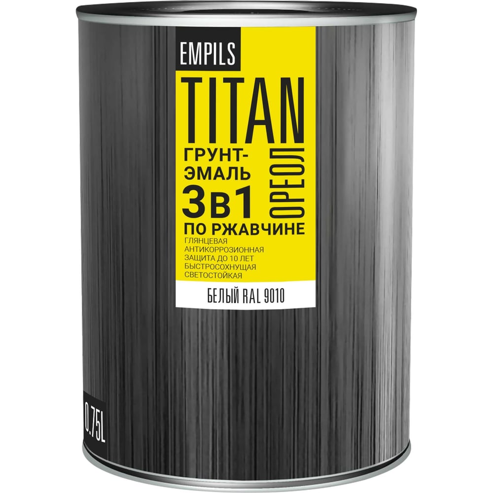 Изображение товара Грунт-эмаль по ржавчине Empils Titan Ореол белый RAL 9010 0.75 л