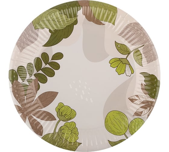 Изображение товара Набор бумажных тарелок Волшебная страна Nature 18 см, 6 шт 109339