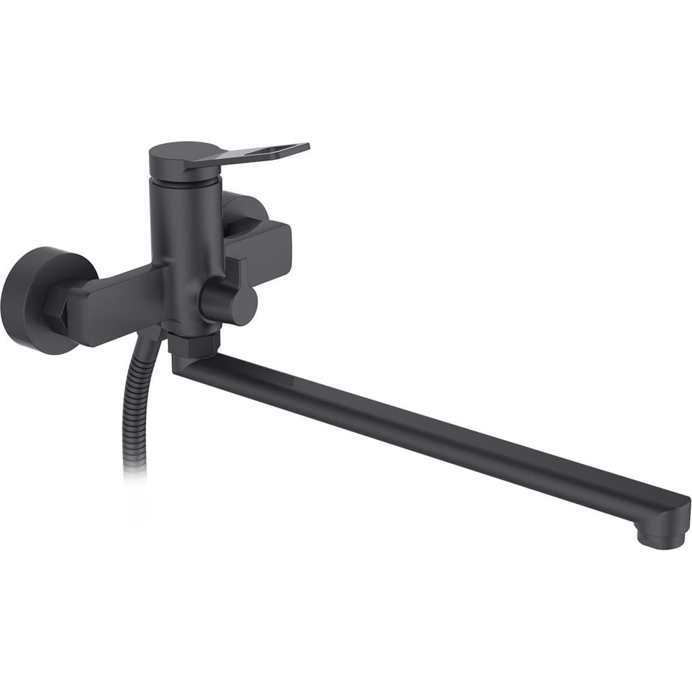 Изображение товара Смеситель для ванны и душа D-Lin с длинным изливом 350 мм матовый черный