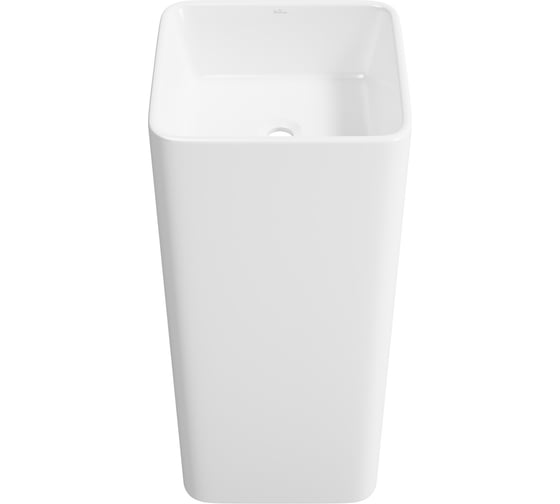 Изображение товара Напольная раковина для ванной Wellsee Callipy Art : отдельностоящая раковина моноблок из фарфора, размер 40х40х84 см, цвет глянцевый белый 338904000