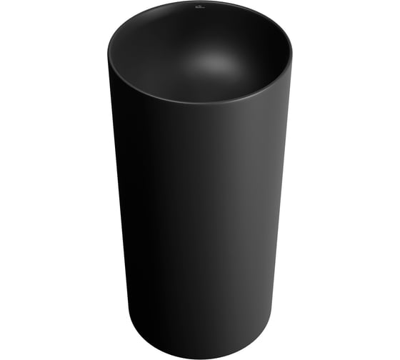 Изображение товара Напольная раковина для ванной Wellsee Callipy Art : отдельностоящая раковина моноблок из фарфора, размер 42х42х84 см, цвет матовый черный 328904000