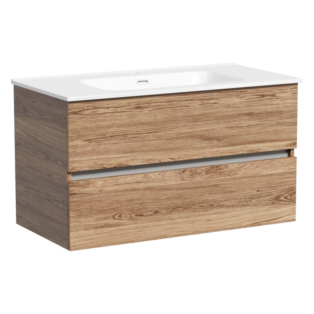 Тумба подвесная Sancos Urban 890x450x550, 2 ящика с доводчиками, дуб чарльстон, UR90ECH