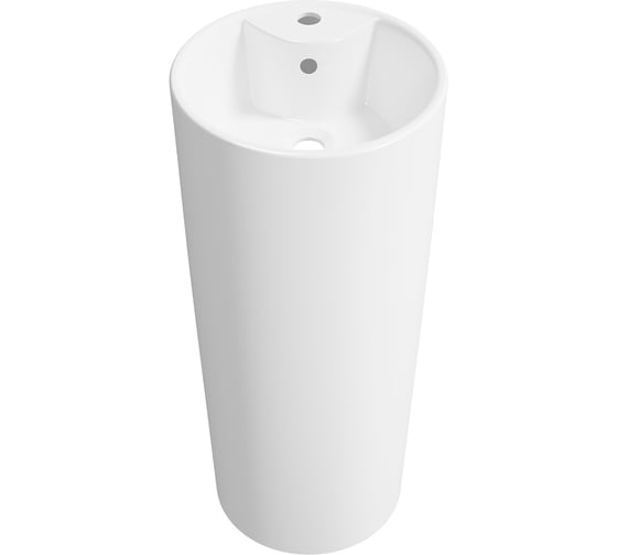 Изображение товара Напольная раковина для ванной Wellsee Callipy Art : отдельностоящая раковина моноблок из фарфора, размер 40х40х83,5 см, цвет глянцевый белый 33890100S