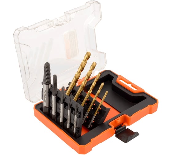 Изображение товара Набор экстракторов и сверл Автоdело М3-М18, 10 предметов, пластиковый футляр (40544) 17019