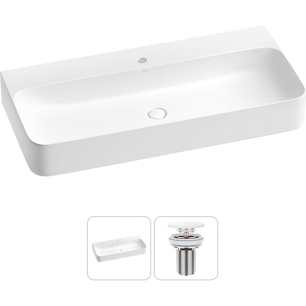 Изображение товара Подвесная раковина Wellsee Clermont 1000x470 мм белый матовый санфарфор