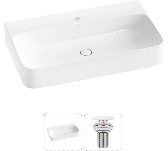 Изображение товара Подвесная или накладная раковина для ванной комнаты Wellsee Clermont в наборе 2 в 1 302603000