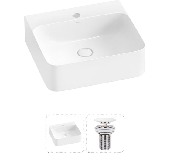 Изображение товара Подвесная или накладная раковина для ванной комнаты Wellsee Clermont в наборе 2 в 1 302601000