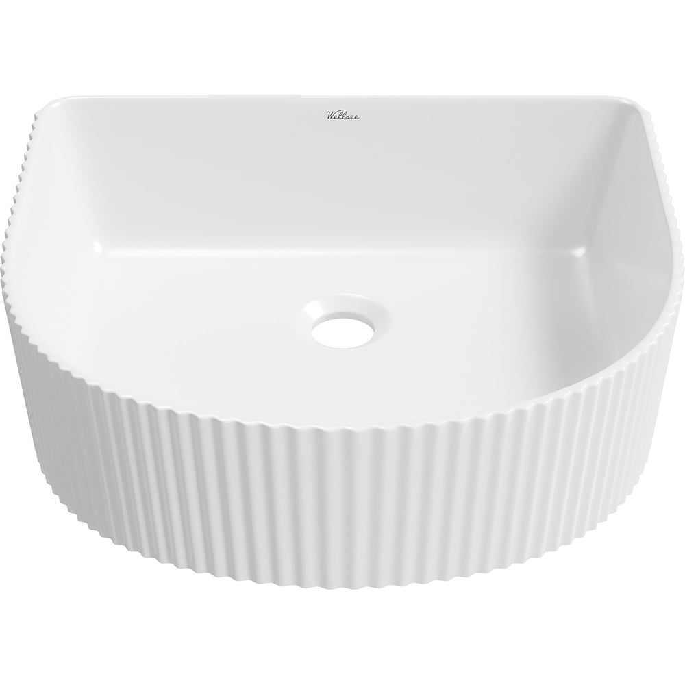 Изображение товара Накладная раковина для ванной Wellsee Festive Fox полукруглая глянцевая белая 40 см