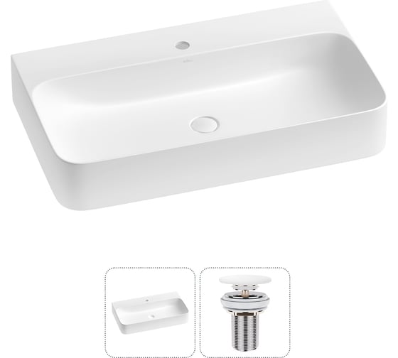Изображение товара Подвесная или накладная раковина для ванной комнаты Wellsee Clermont в наборе 2 в 1 302612000