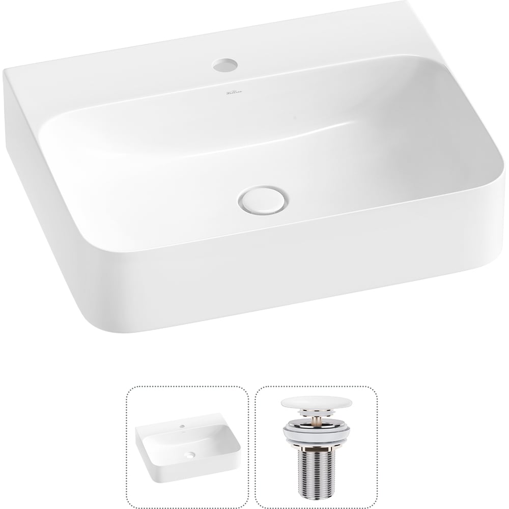Изображение товара Раковина для ванной Wellsee Clermont 1 чашка подвесная прямоугольная белая