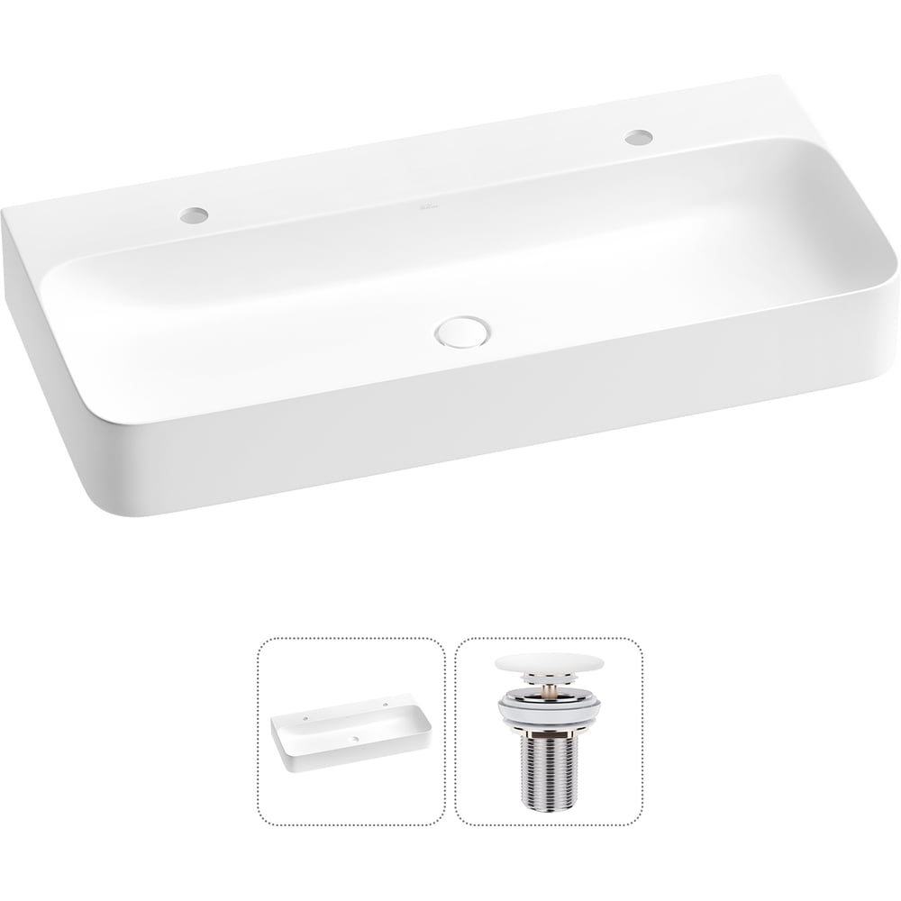 Изображение товара Подвесная раковина Wellsee Clermont для ванной матовая прямоугольная 1000 мм