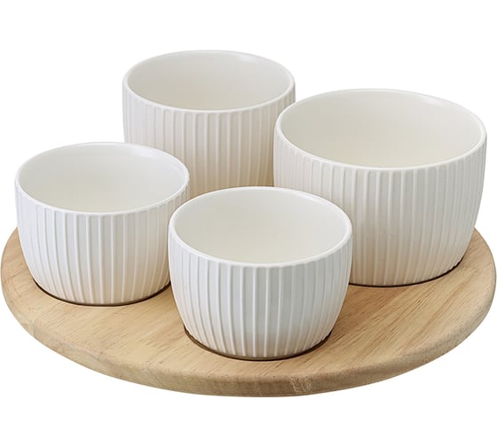 Изображение товара Менажница Liberty Jones Soft Ripples, Dual Glazing, на деревянной подставке, 4 чаши LJ0000342