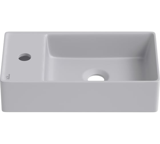 Изображение товара Рукомойник Wellsee, маленькая раковина для туалета WC Area : подвесной умывальник 41 см с креплением, матовый серый (с отверстием под смеситель слева) 321809000