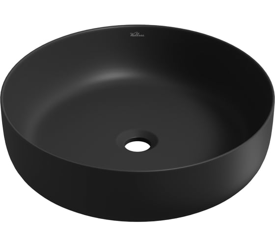 Изображение товара Накладная раковина для ванной Wellsee Belle Spa 3.0 : круглая, ширина умывальника 45 см, цвет матовый черный 335905000