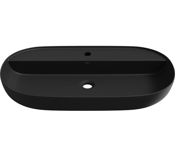Изображение товара Накладная раковина для ванной Wellsee Chic Riviera : овальная, ширина умывальника 80 см, цвет матовый черный 326823000