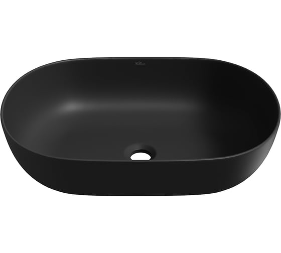 Изображение товара Накладная раковина для ванной Wellsee Chic Riviera : овальная, ширина умывальника 48 см, цвет матовый черный 326808000