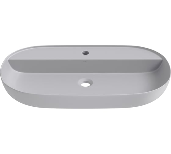 Изображение товара Накладная раковина для ванной Wellsee Chic Riviera : овальная, ширина умывальника 80 см, цвет матовый серый 326824000