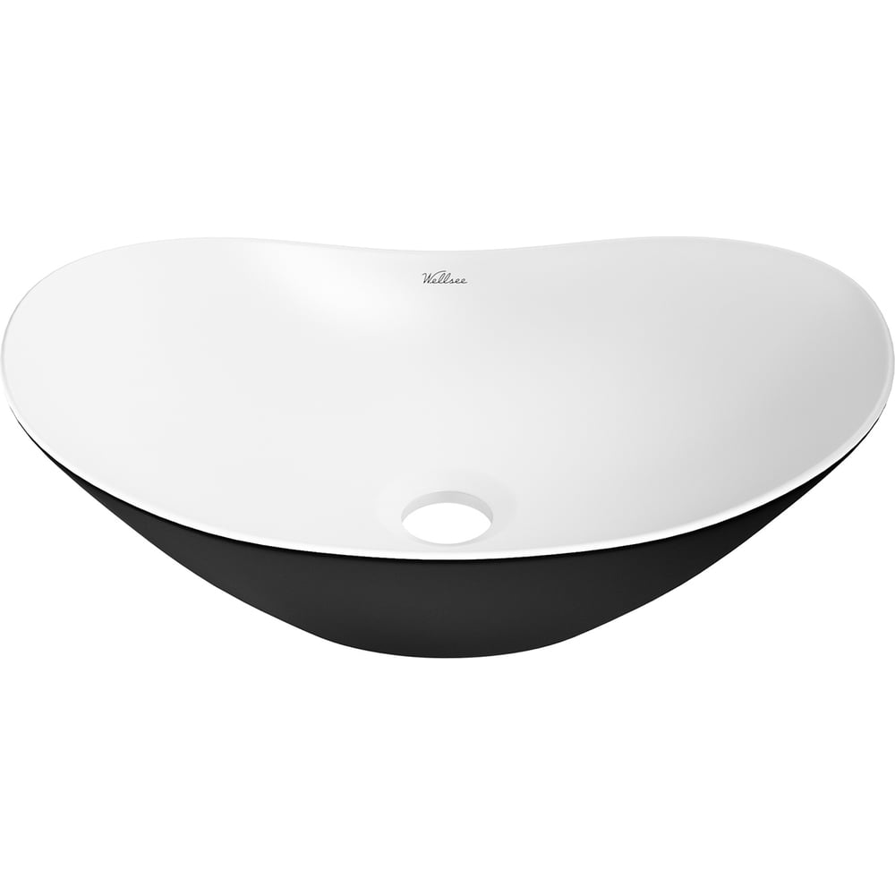 Изображение товара Накладная раковина для ванной комнаты Wellsee Carefree Dove овальная 43 см черный/белый матовый