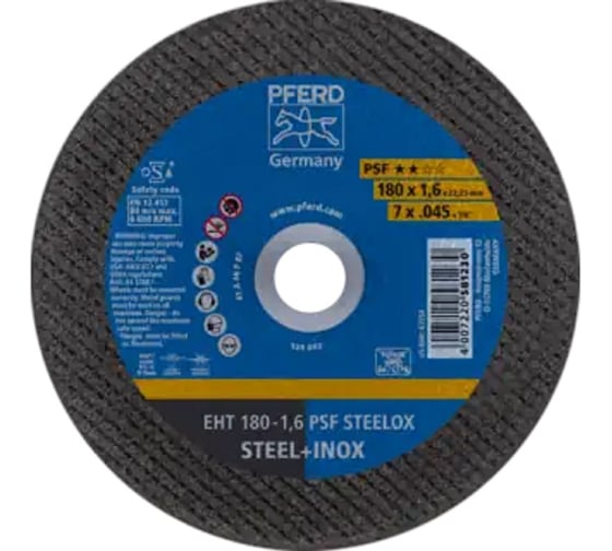 Изображение товара Круг отрезной PFERD EHT 180-1.6 PSF STEELOX (581230) 61726121