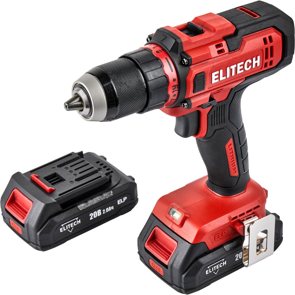 Изображение товара Аккумуляторная дрель Elitech ДА 20СЛ2 20 В 2 Ач 60 Нм