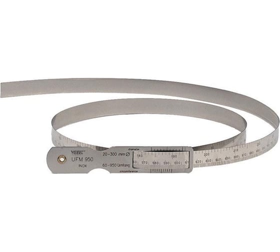 Изображение товара Линейка для измерения наружных диаметров Vogel 20-300 мм, с лазерной гравировкой, для окружностей 60-950 мм, нержавеющая сталь 181801