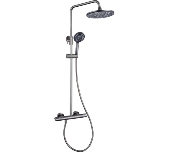 Изображение товара Душевая система RAIN со смесителем для душа, тропич. душ, руч. лейка 5 реж., латунь, графит 546-058